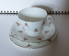 Adderley Bone China Tea Cup Trio Dainty Pink Rose Buds Vintage