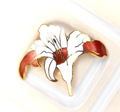 Vintage cloisonne iris brooch - vintage,