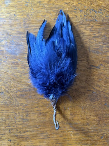 Antique navy blue feather - blue,