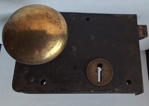 Antique large door rim lock - door,