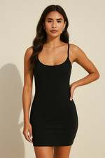 Ladies Strappy Cami Mini Bodycon Vest Tank Top Dress Plus Size Stretchy Jersey