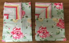 2 Oxford Pillowcases Box Flora on Aqua & Candy Stripe Cotton Percale New Roses