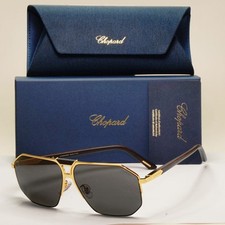 Chopard Sunglasses Gold Wood Polarised Pilot Navigator Grey SCH G61V 400P