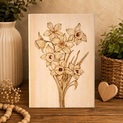 Daffodils wooden plaque - daffodils,