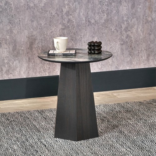Marble effect side table - marble,
