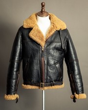 RAF Men's B-3 Jacket WW2 US Navy Aviator Flying Irvin Fur Shearling Real Leather