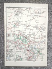 Vintage 1980 map showing Pre Grouping Rail Lines of West Yorkshire
