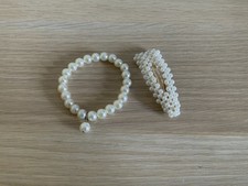 Faux Pearl Elasticated Bracelet & Very Pretty Decorative Faux Pearl Hairclip New