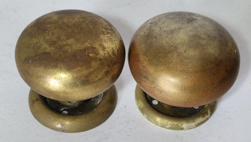 Pair round antique brass - of,