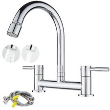 Ankoory Bridge Kitchen Sink Mixer Tap, Kitchen Bridge Mixer, 2 Hole Faucet Deck