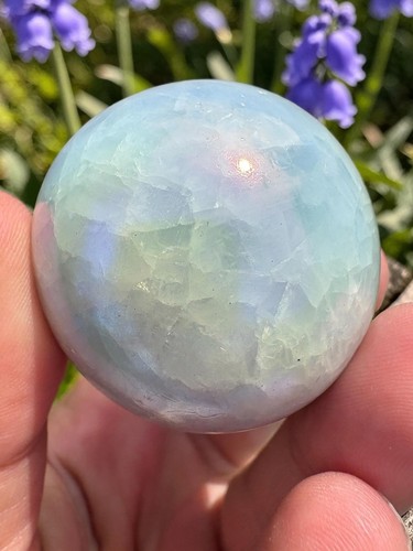 Blue celestite aura sphere - celestite, –
