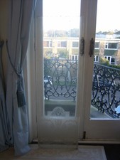 Victorian Edwardian Reclaimed Acid Etched Glass Door Panel