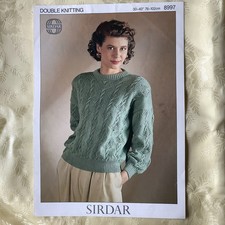 Sirdar knitting pattern 8997. DK lace & cable sweater 30-40" Original