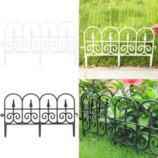 Plastic Garden Border Fence Lawn Grass Edging Picket Panel Flowerbed Barrier Set
