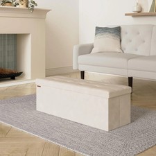 Storage Ottoman, Foldable Small Ottoman Foot Rest, 38 x 110 x 38 cm