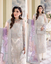 Pakistani Designer Embroiderd Chiffon Unstitched Suit Shalwar Kameez with Lining