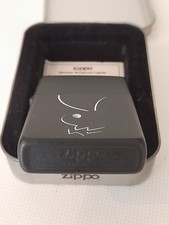 Playboy Zippo Lighter. Stylised Bunny logo. Rare design.  2000. VGC. Matt Black.