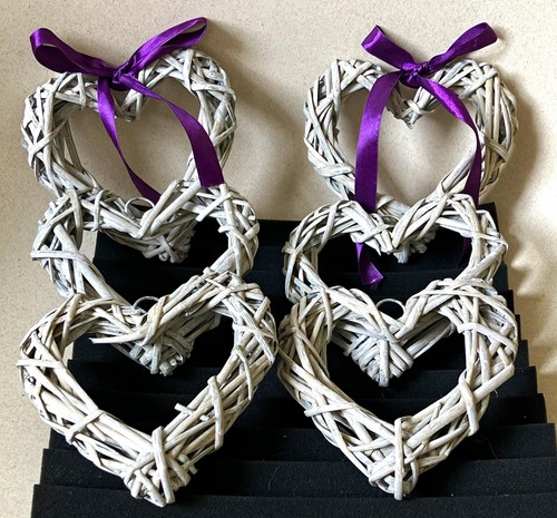 Set grey wicker heart - 6,
