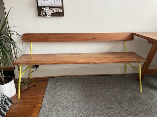 Solid oak bench metal - bench,