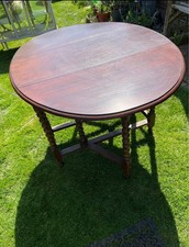 Vintage Oak Barley Twist Gate Leg Oval Top Folding Table, Medium Size