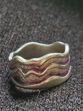 Sheila Fleet Silver and enamel wedding ring "The sands of time" size P