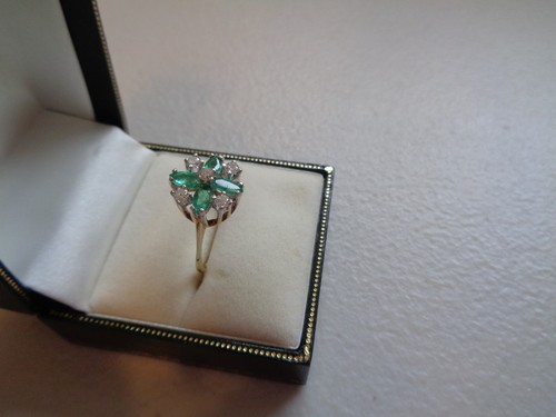 9ct gold diamond and emerald - diamond,