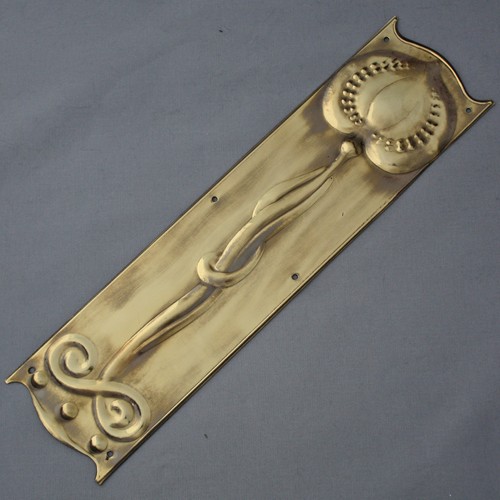 Brass art nouveau finger plate - brass,