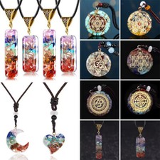 7 Chakra Orgonite Pendant EMF Protection Healing Crystal Orgone Necklace