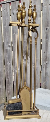 Vtg solid brass - vtg, fireplace