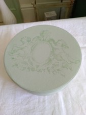 Beautiful Round Gift Cardboard Box Just Handmade With Cherub Sprayed Green 20cm