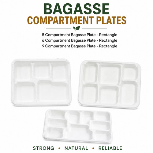 Bagasse compartment plates - bagasse,