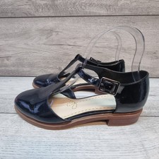 Clarks Womens Taylor Palm Black Patent Leather T-bar Silhouette Shoes UK 4.5 D