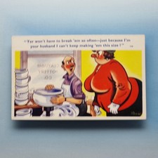 Comic Postcard Clay Pottery Wheel Fat Lady Hen Pecked Husband TROW C1965 Coastal