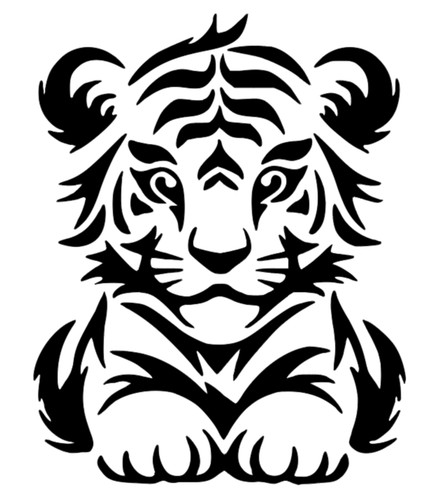 Baby tiger stencil - stencil,