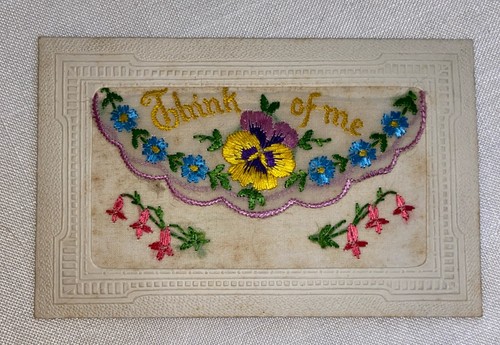 Ww1 embroidered silk postcard - silk,