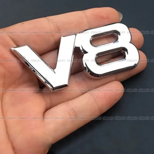 Silver metal v8 - metal, logo