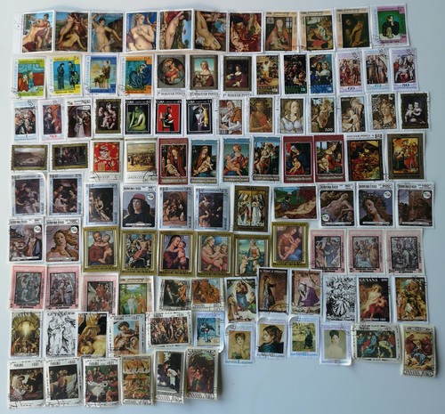 Paintings and art stamps - and,