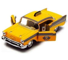 Official Kinsmart Chevrolet Bel Air New York Yellow Taxi Cab Diecast Car 1/40