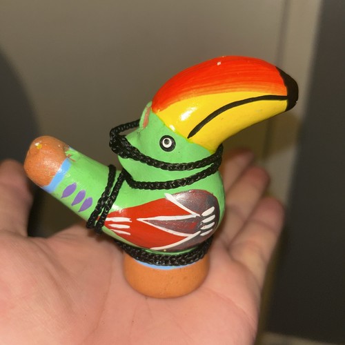 Vintage clay bird water - clay,