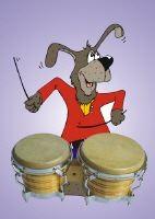 Card - Dog playing Drums