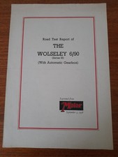 The Wolseley 6/90 Series III Auto Road Test Report (Reprint 1958) Good Condition