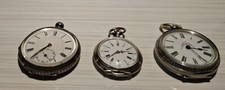 Antique late Victorian three wind up ladies sterling silver pocket watches