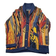 Vintage Carlo Alberto Men’s Coogi Style 3D Knit Cardigan Size M