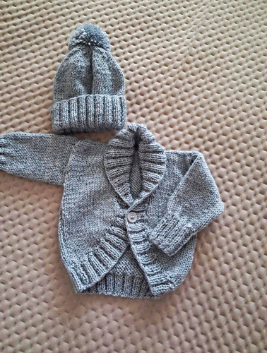 Newborn grey cable knit - newborn, wool