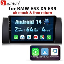 2+64GB Android 14 CarPlay Stereo Radio GPS Sat Nav WiFi For BMW X5 E53 2000-2006
