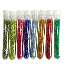 8x Tubes Bead Storage of Silver Lined 2mm Multi Coloured Glass Seed Beads