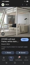 IKEA Stora Loft Double Bed White Wooden with Mattress. Great Condition.