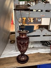 Victorian Bohemian Glass Vase Lamp 