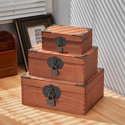 Lockable wooden storage box - wooden,