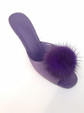 leonardo if the shoe fits purple slip on feather sandal